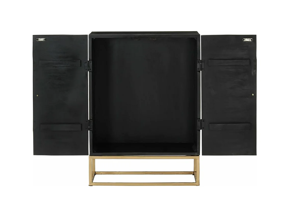 Buffet Noir 55x34x75 Bois massif de manguier et fer