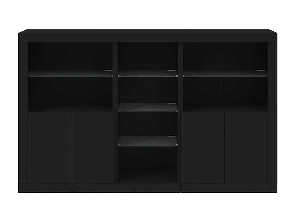 Buffet avec lumières LED noir 162x37x100