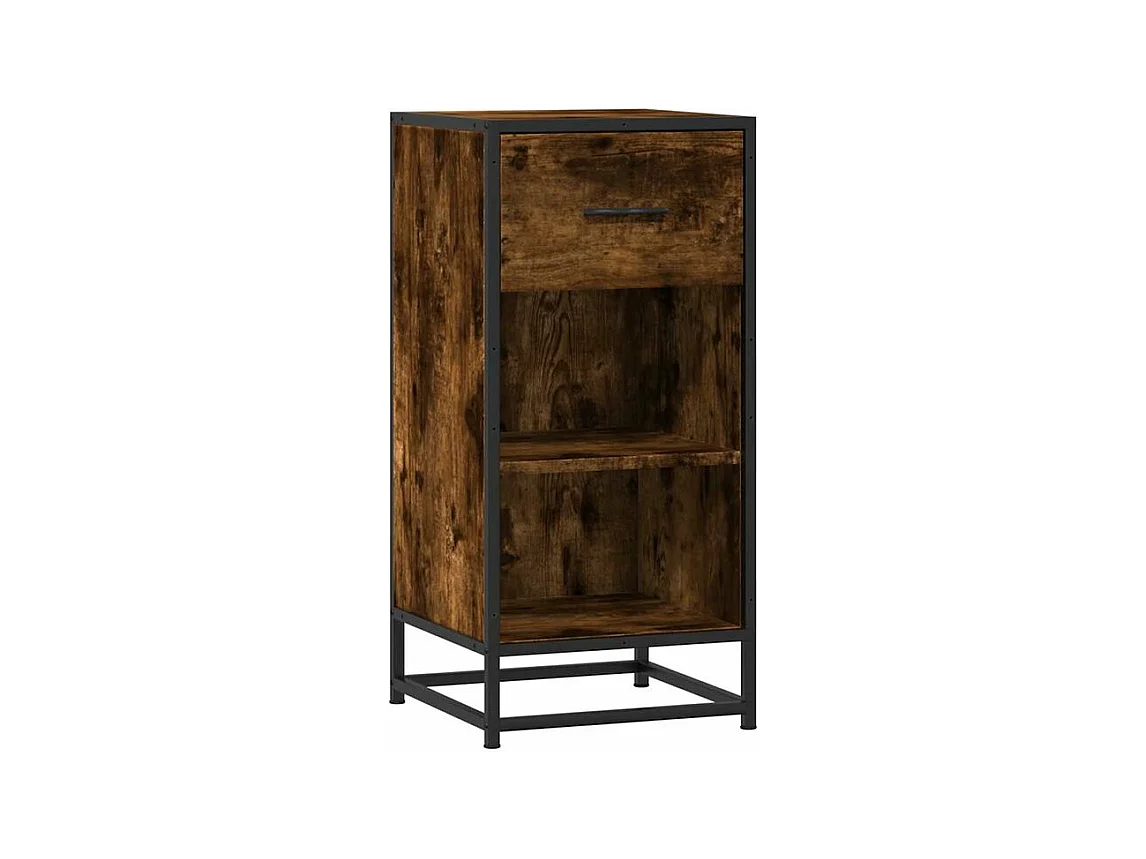 Buffet chêne fumé 35,5x35x76 bois d'ingénierie et métal