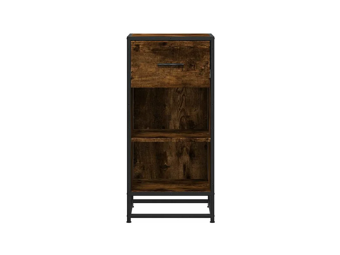 Buffet chêne fumé 35,5x35x76 bois d'ingénierie et métal