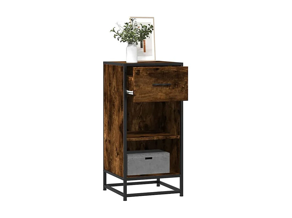 Buffet chêne fumé 35,5x35x76 bois d'ingénierie et métal