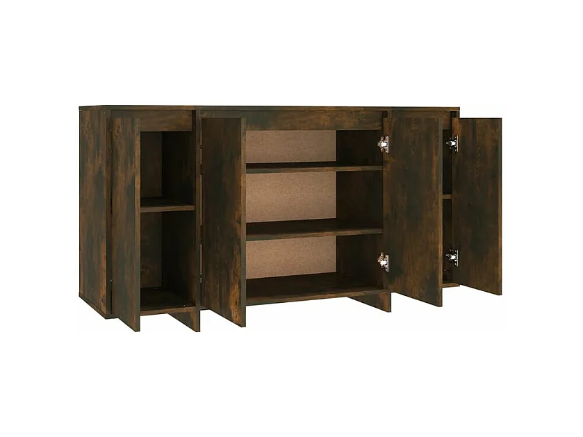 Petit buffet 4 portes 135cm – Modèle Polina-Couleur Marron fumé