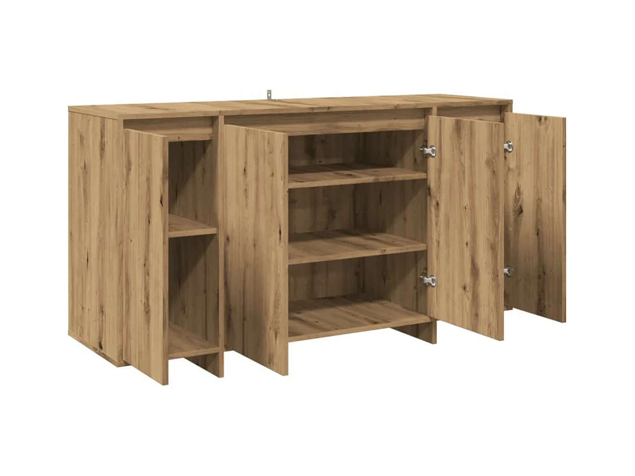 Petit buffet 4 portes 135cm – Modèle Polina-Couleur Marron fumé