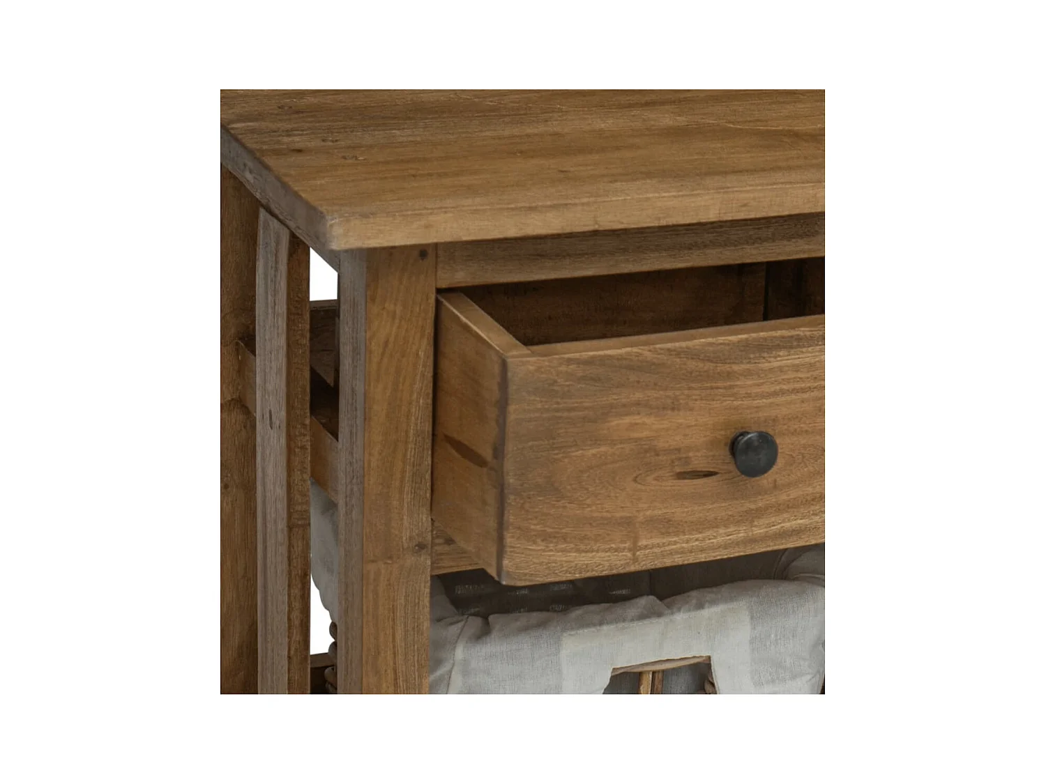 Buffet 3 tiroirs 3 paniers en rotin amovibles Mostane 100cm - Bois d'acajou massif