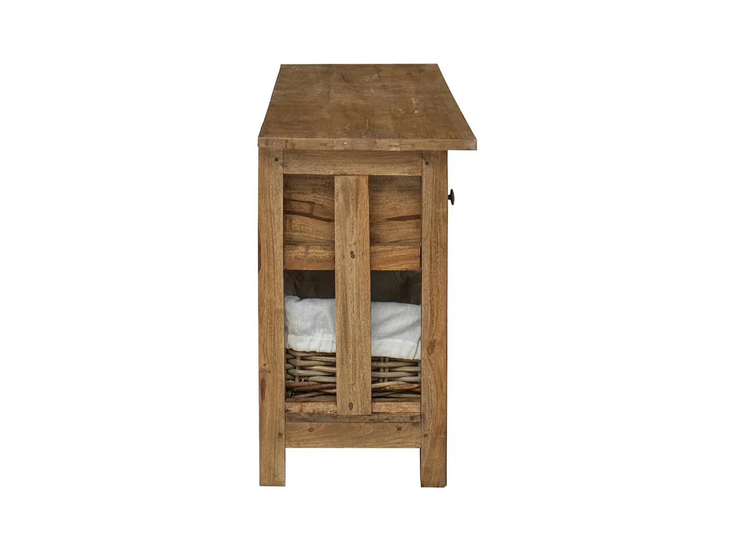 Buffet 3 tiroirs 3 paniers en rotin amovibles Mostane 100cm - Bois d'acajou massif