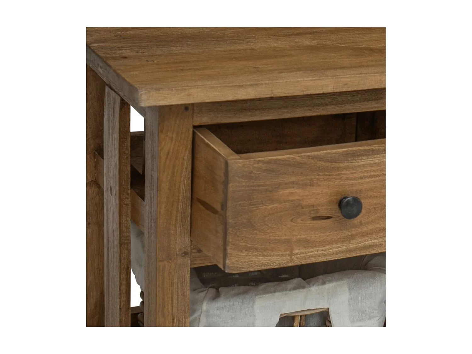 Buffet 3 tiroirs 3 paniers en rotin amovibles Mostane 100cm - Bois d'acajou massif