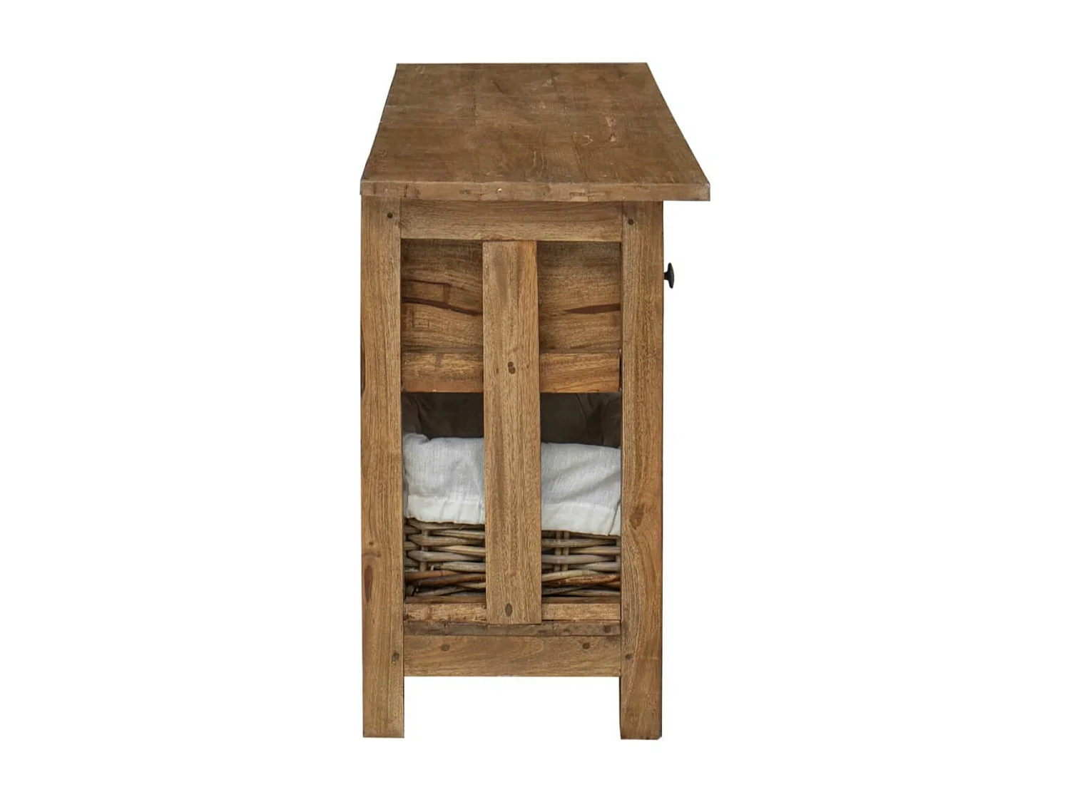 Buffet 3 tiroirs 3 paniers en rotin amovibles Mostane 100cm - Bois d'acajou massif