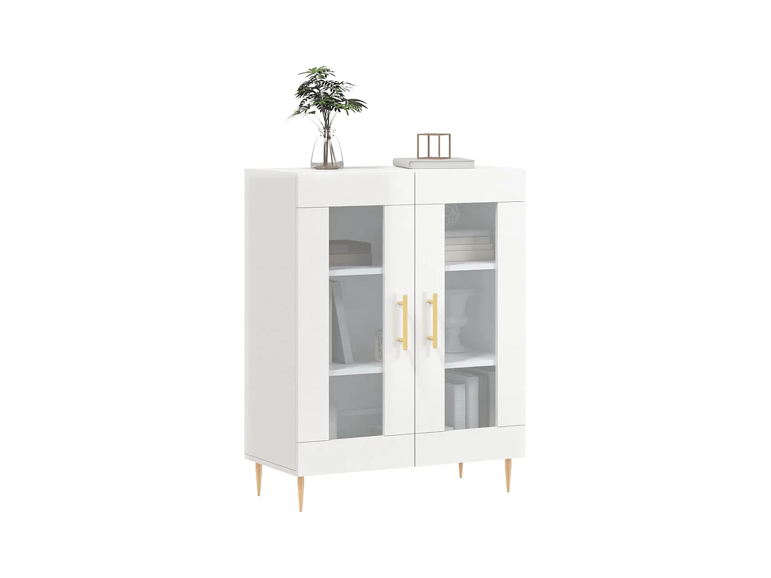 Buffet Blanc brillant 69,5x34x90 Bois d'ingénierie