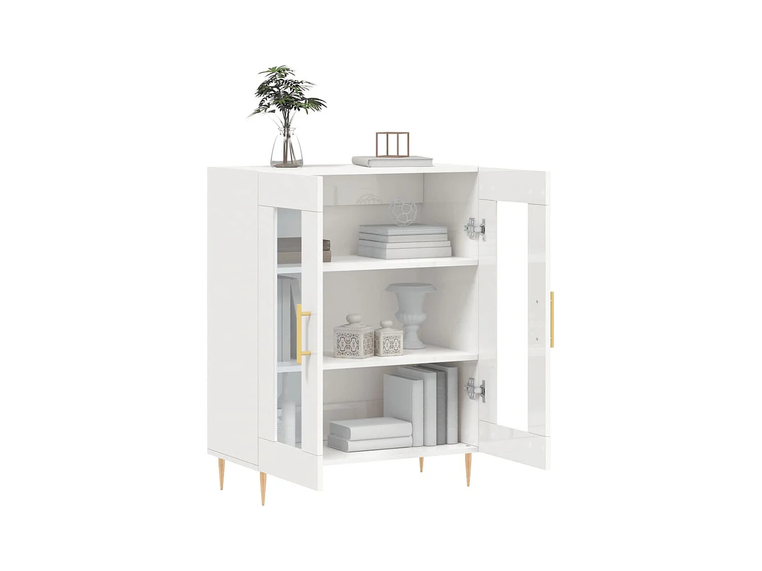 Buffet Blanc brillant 69,5x34x90 Bois d'ingénierie