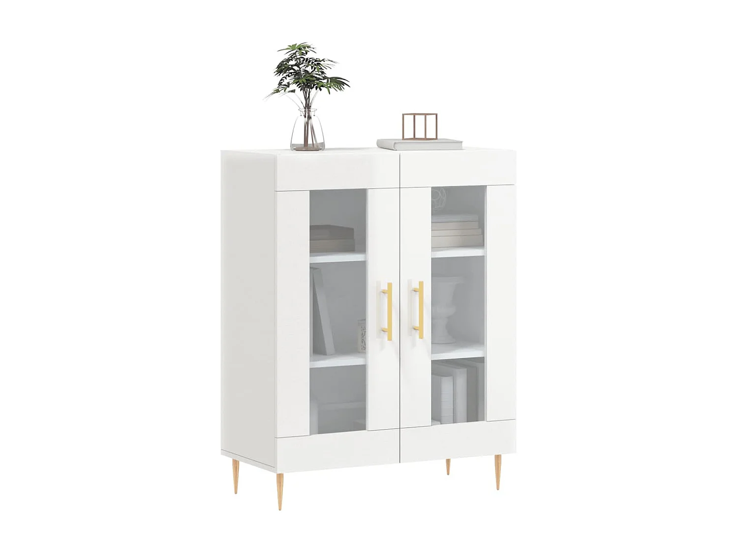Buffet Blanc brillant 69,5x34x90 Bois d'ingénierie