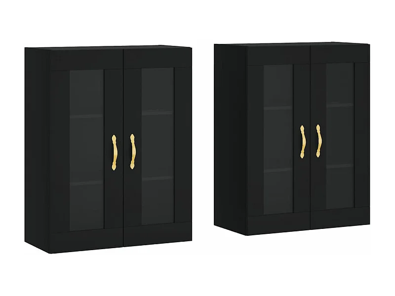 Armoires murales 2 pcs noir bois d'ingénierie
