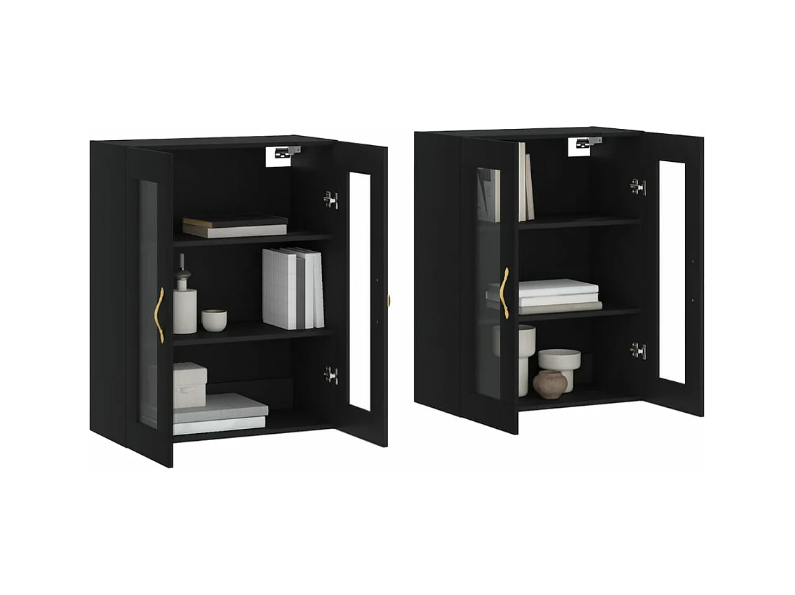 Armoires murales 2 pcs noir bois d'ingénierie