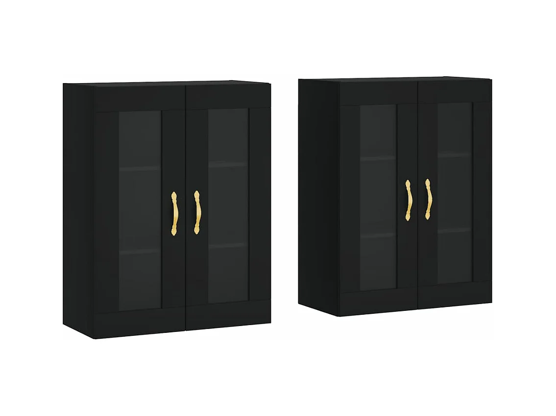 Armoires murales 2 pcs noir bois d'ingénierie