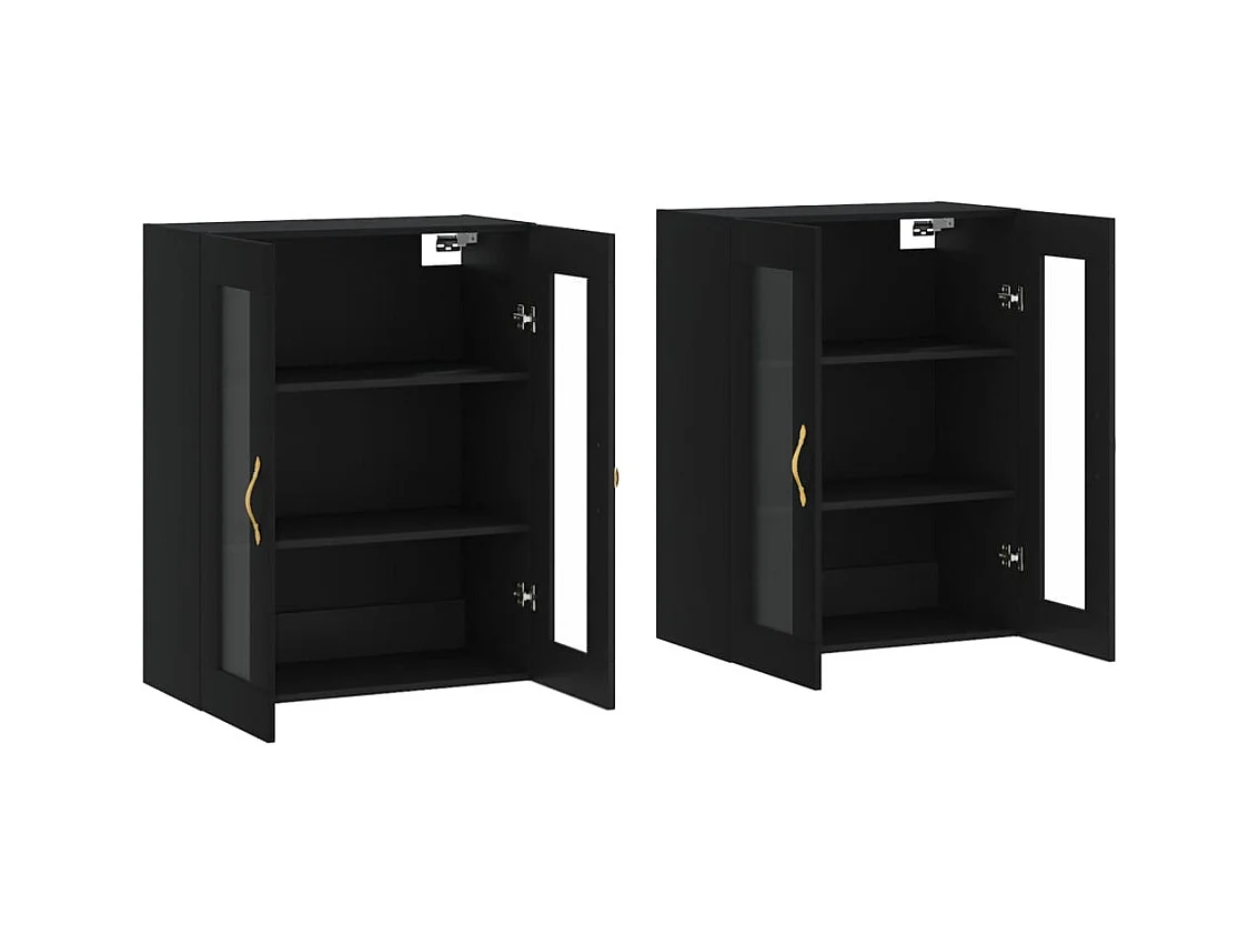Armoires murales 2 pcs noir bois d'ingénierie