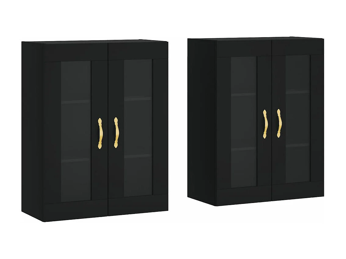 Armoires murales 2 pcs noir bois d'ingénierie