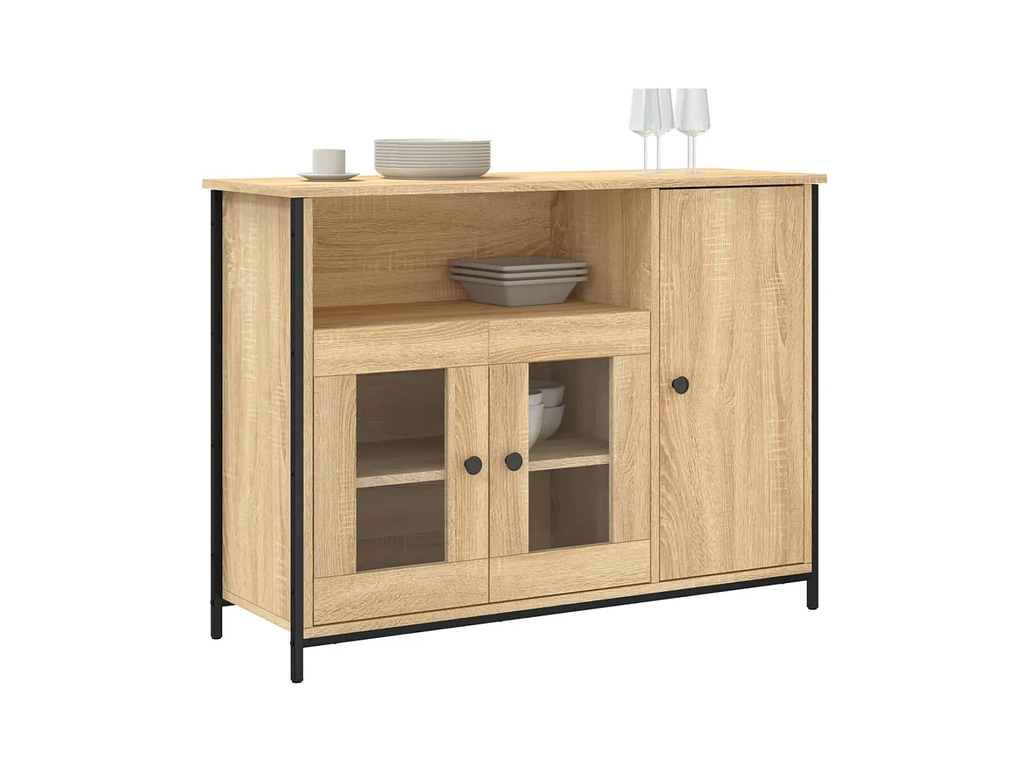 Petit buffet classique Krypta 100cm – Élégance et fonctionnalité-Couleur Chêne clair