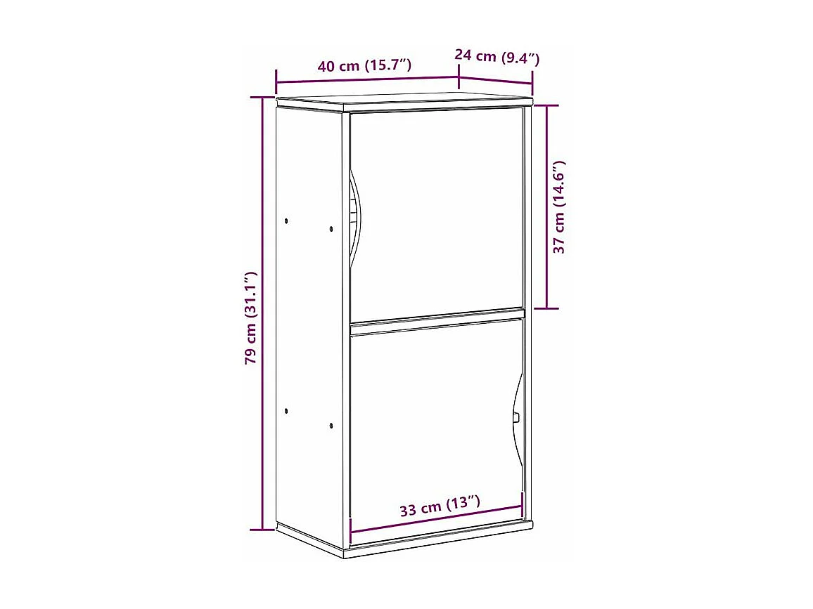 Armoire latérale ODDA blanc 40x24x79 bois massif pin