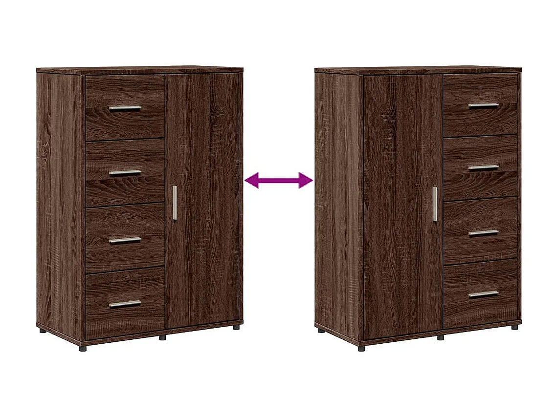 Buffets 2 pcs chêne marron 60x31x84 bois d'ingénierie