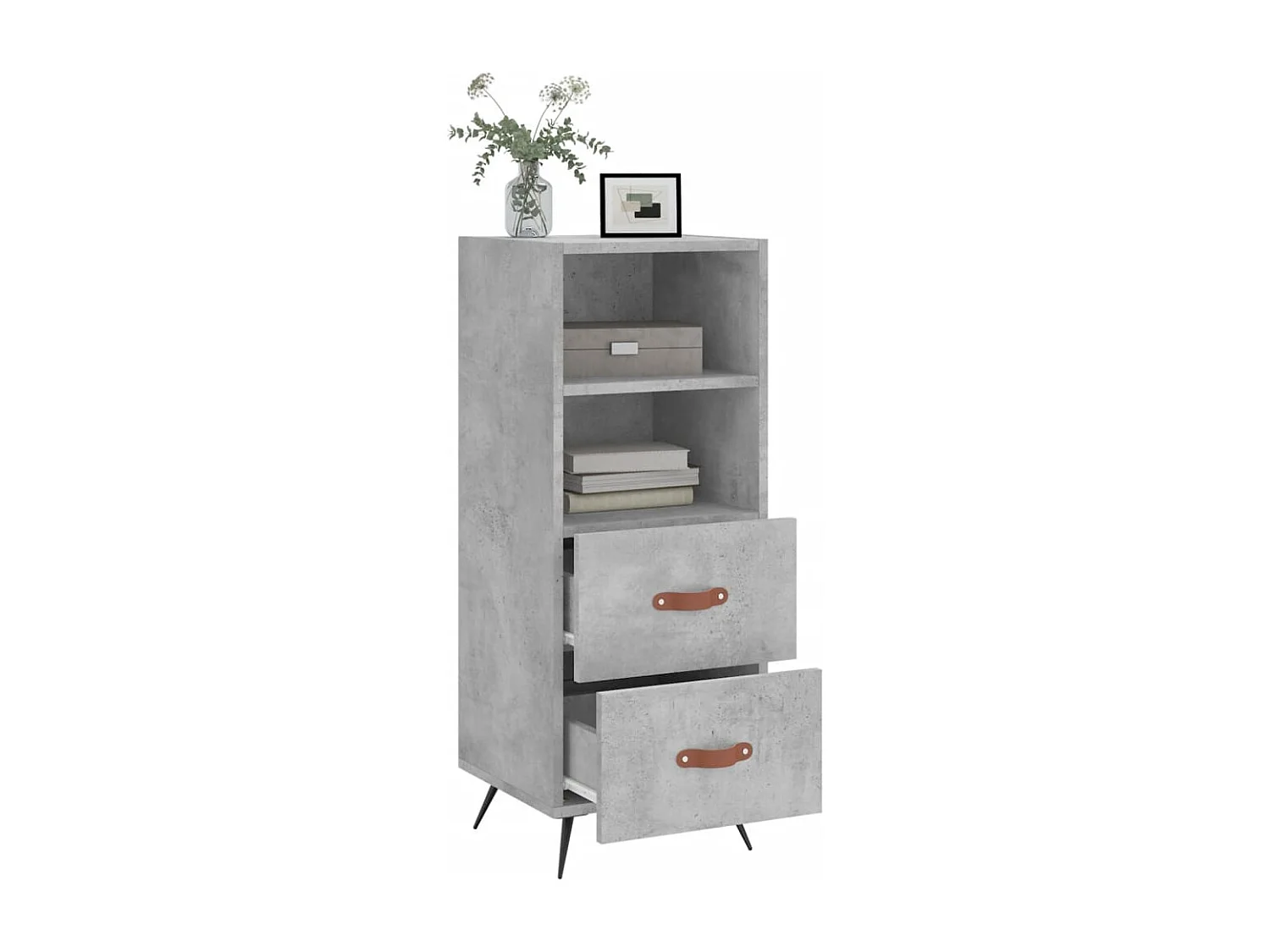 Buffet Gris béton 34,5x34x90 Bois d'ingénierie