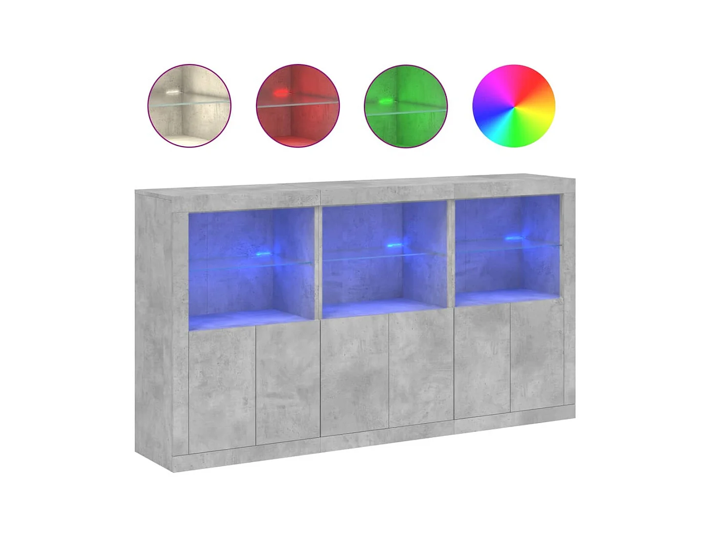 Buffet avec lumières LED gris béton 181,5x37x100