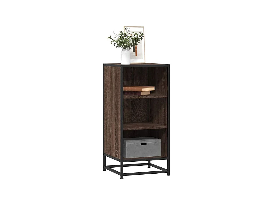 Buffet chêne marron 35,5x35x76 bois d'ingénierie et métal