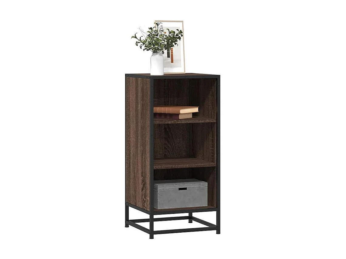 Buffet chêne marron 35,5x35x76 bois d'ingénierie et métal