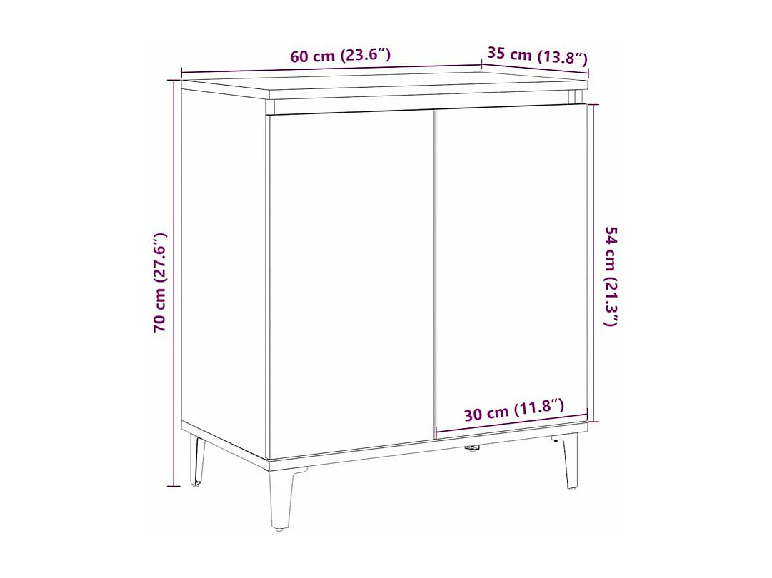 Buffet chêne artisanal 60x35x70 bois d'ingénierie