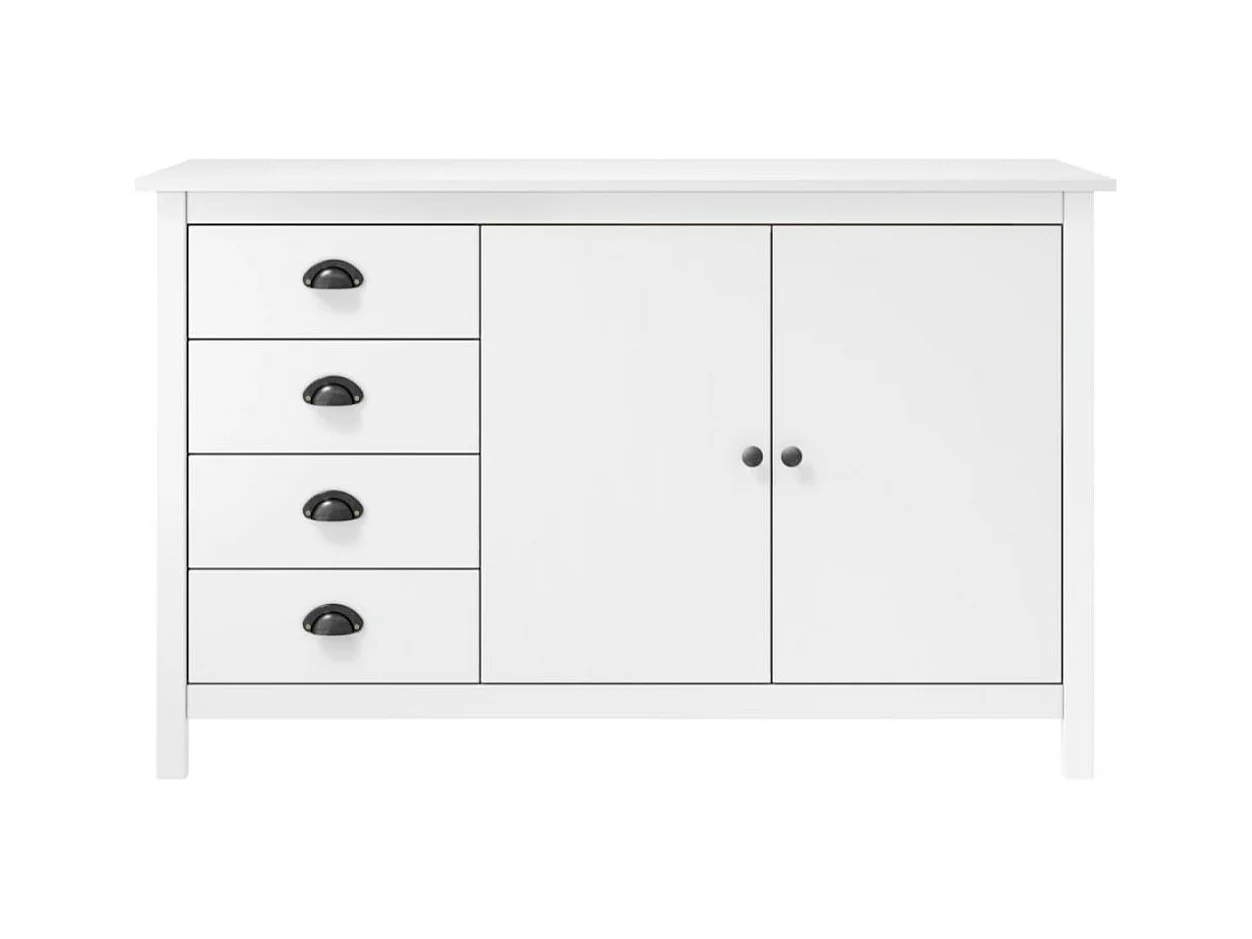Petit buffet Kalexia 130cm - Bois de pin massif-Couleur Blanc