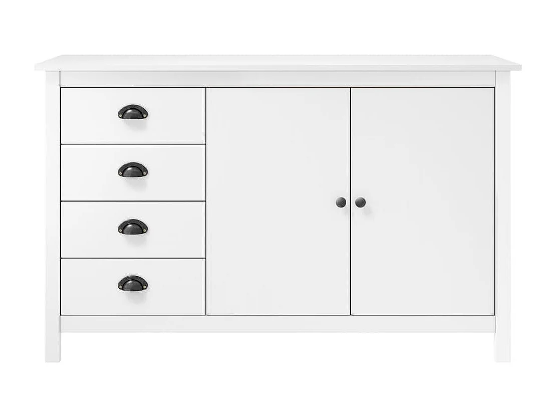 Petit buffet Kalexia 130cm - Bois de pin massif-Couleur Blanc