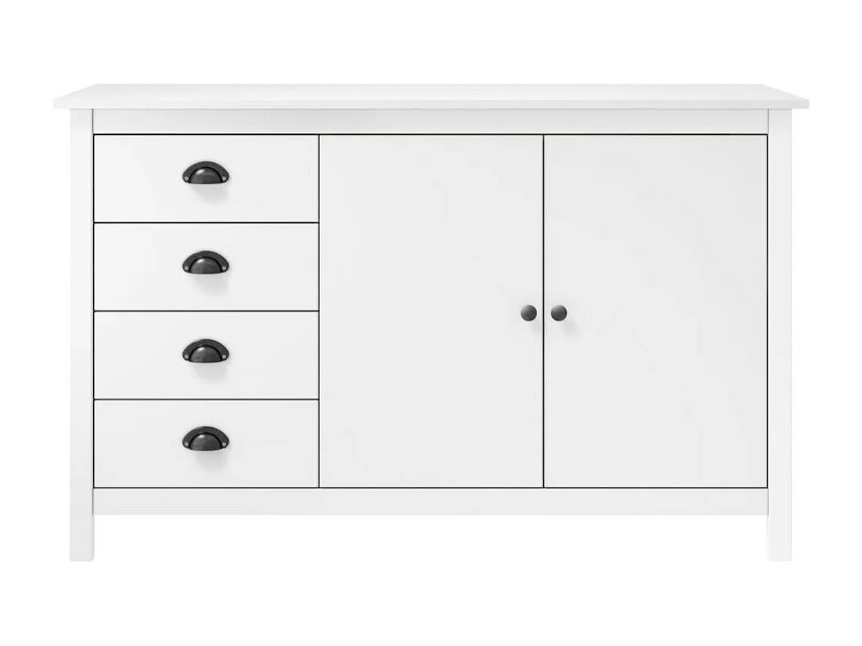 Petit buffet Kalexia 130cm - Bois de pin massif-Couleur Blanc
