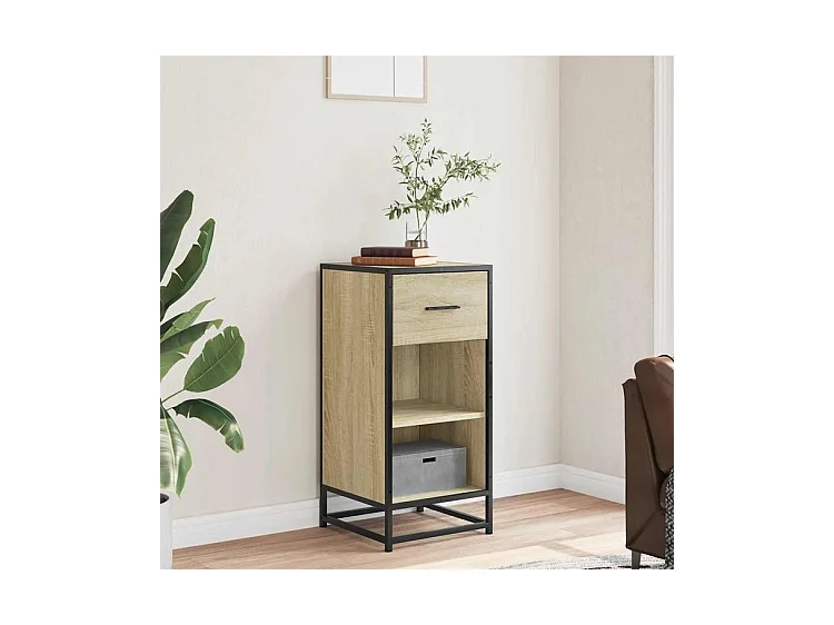 Buffet chêne sonoma 35,5x35x76 bois d'ingénierie et métal