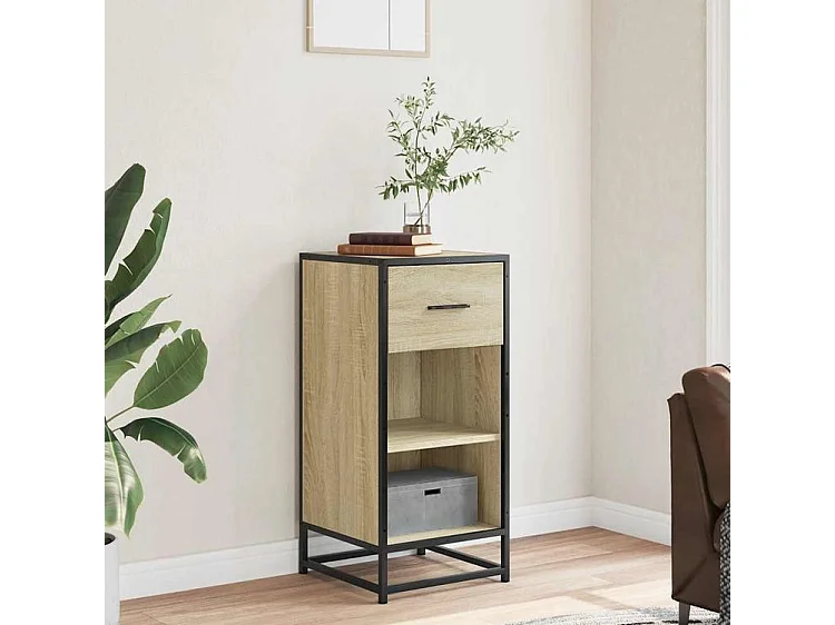 Buffet chêne sonoma 35,5x35x76 bois d'ingénierie et métal