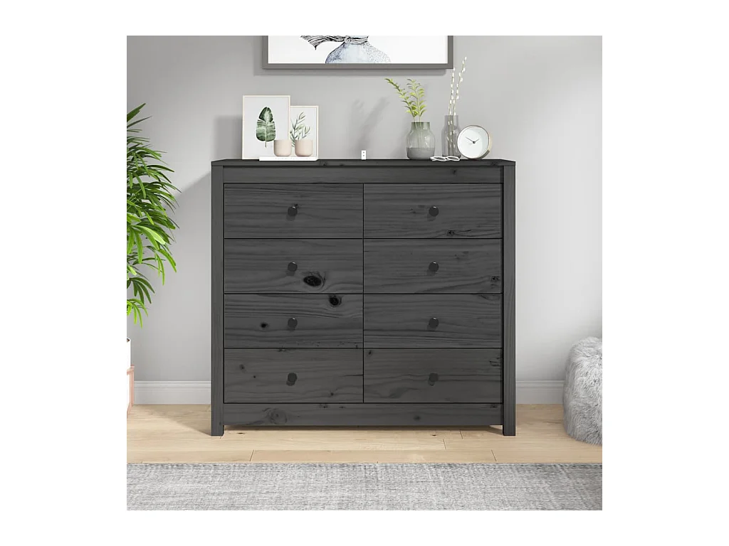 Armoire latérale Gris 100x40x90 Bois de pin massif