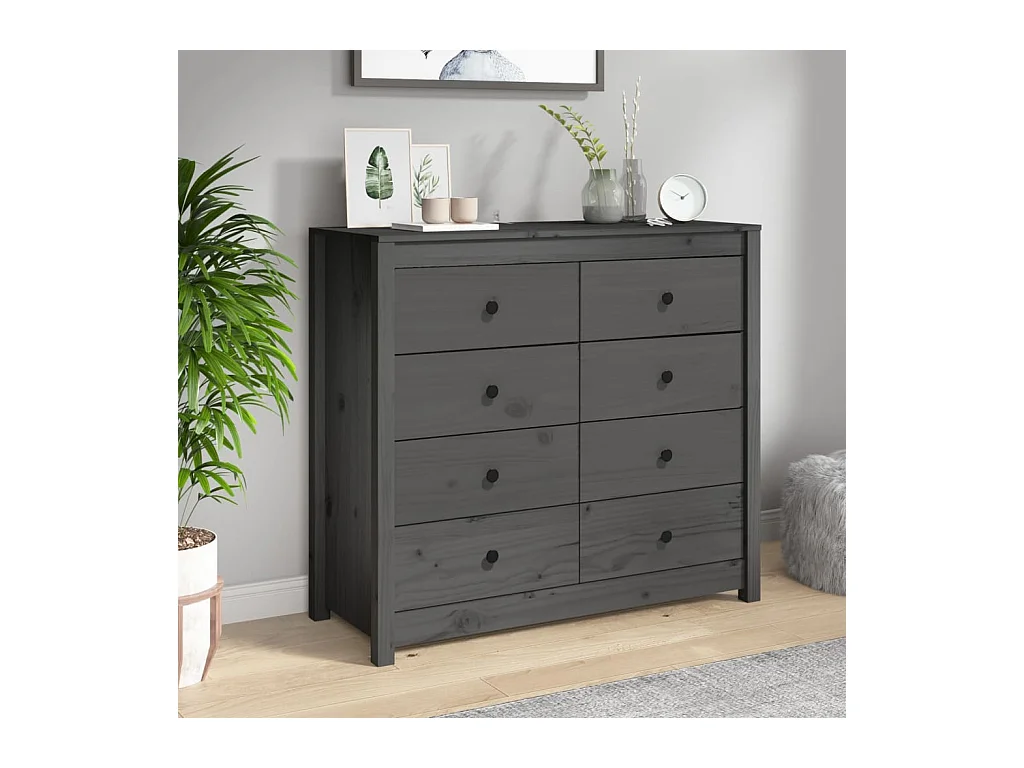 Armoire latérale Gris 100x40x90 Bois de pin massif