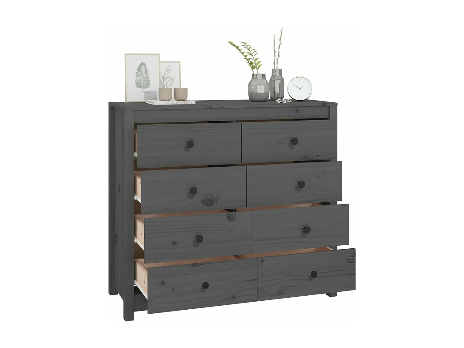 Armoire latérale Gris 100x40x90 Bois de pin massif