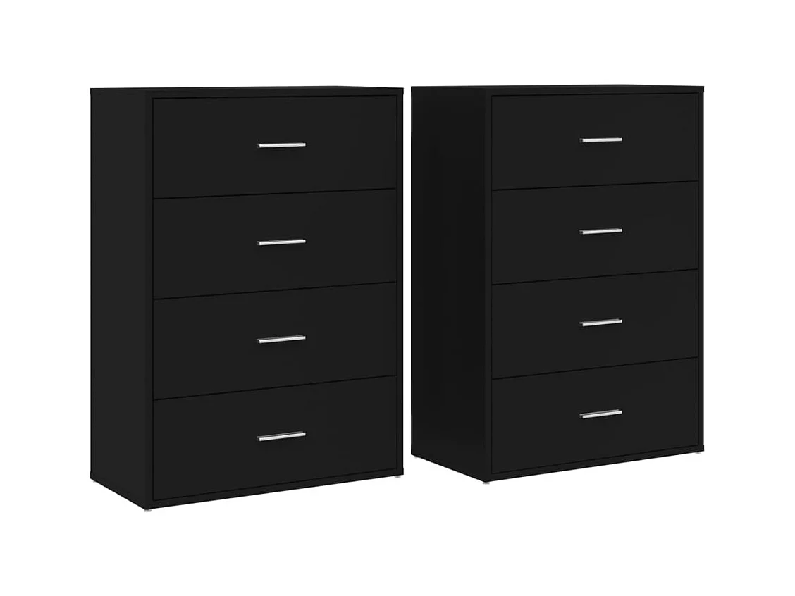 Buffets 2 pcs noir 60x31x84 bois d'ingénierie