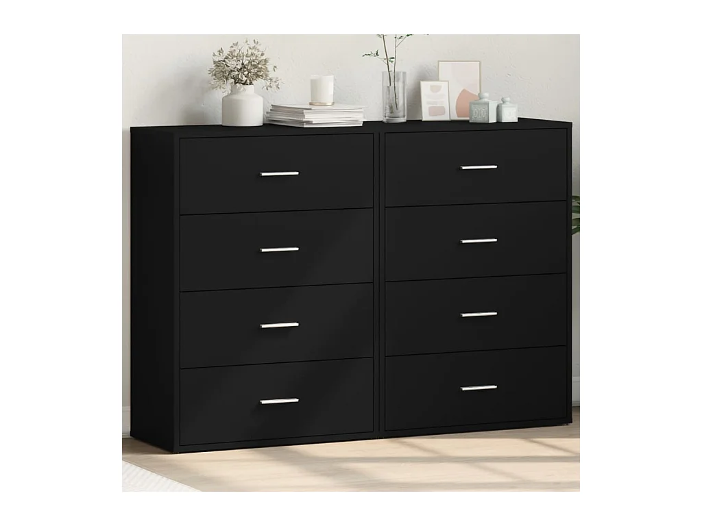 Buffets 2 pcs noir 60x31x84 bois d'ingénierie