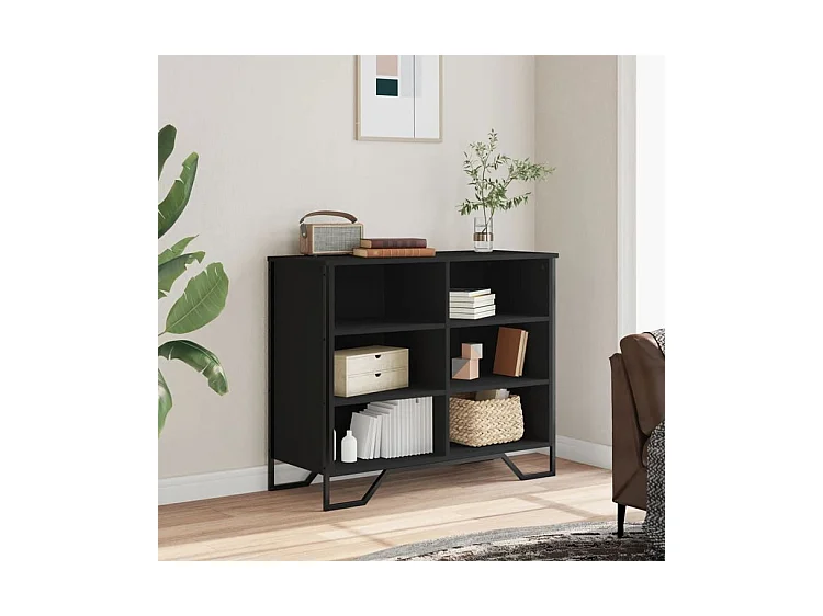 Buffet noir 91x35,5x74,5 bois d’ingénierie