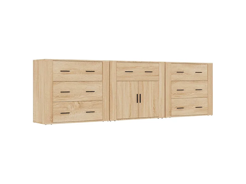 Buffets 3 pcs Chêne sonoma Bois d'ingénierie