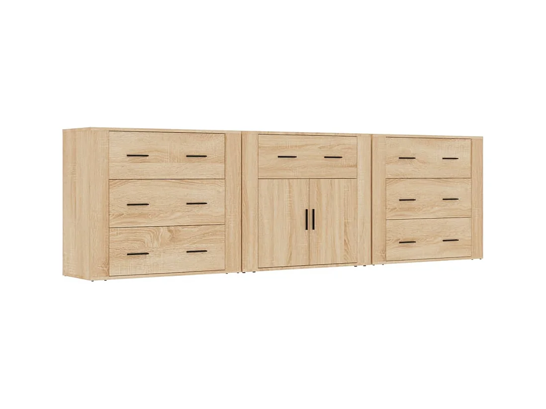 Buffets 3 pcs Chêne sonoma Bois d'ingénierie