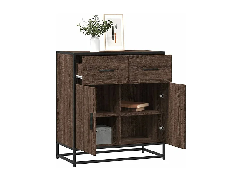 Buffet chêne marron 68x35x76 bois d'ingénierie et métal