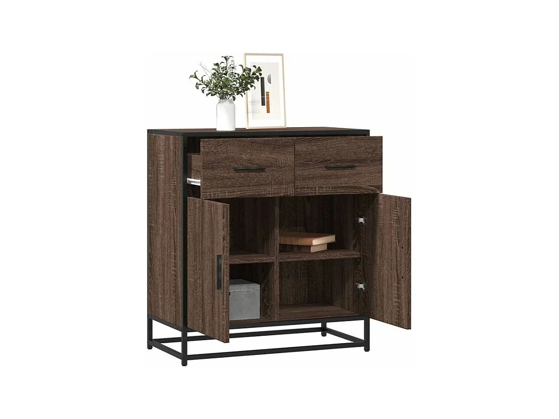 Buffet chêne marron 68x35x76 bois d'ingénierie et métal