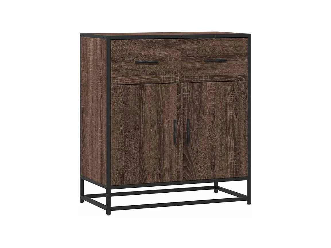 Buffet chêne marron 68x35x76 bois d'ingénierie et métal
