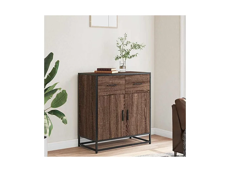 Buffet chêne marron 68x35x76 bois d'ingénierie et métal