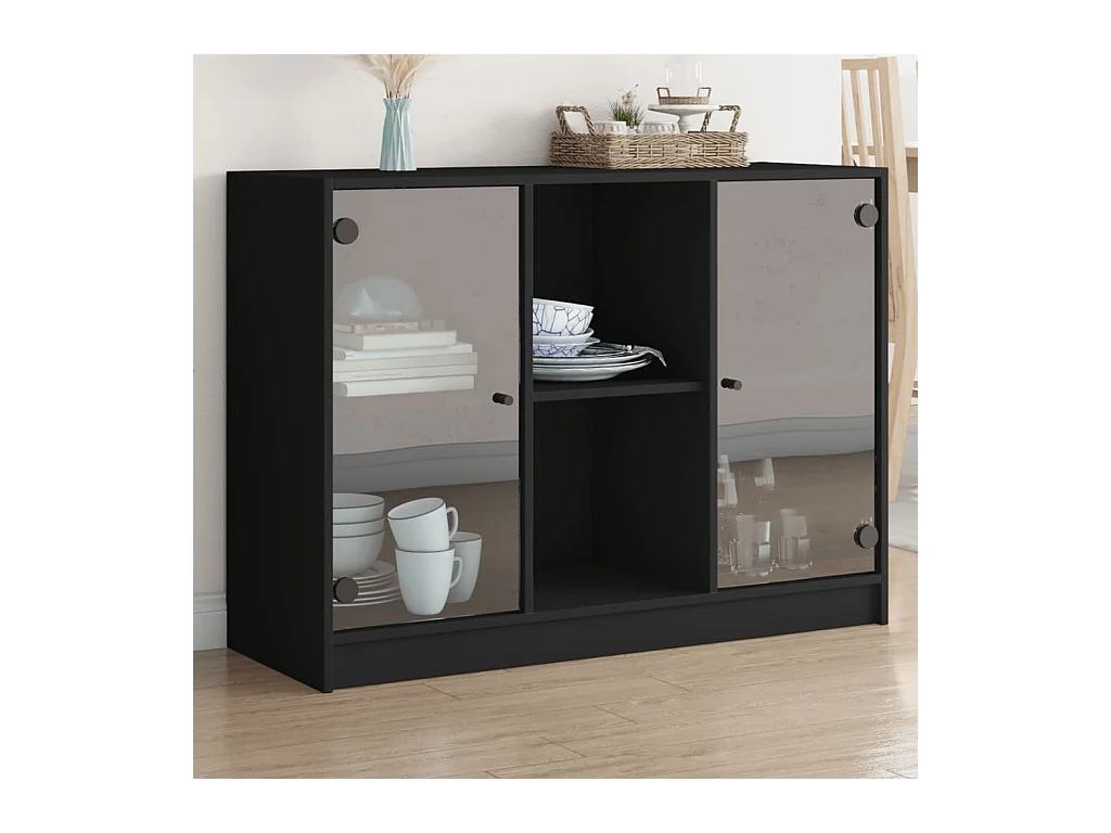 Buffet noir 102x37x75,5 bois d'ingénierie