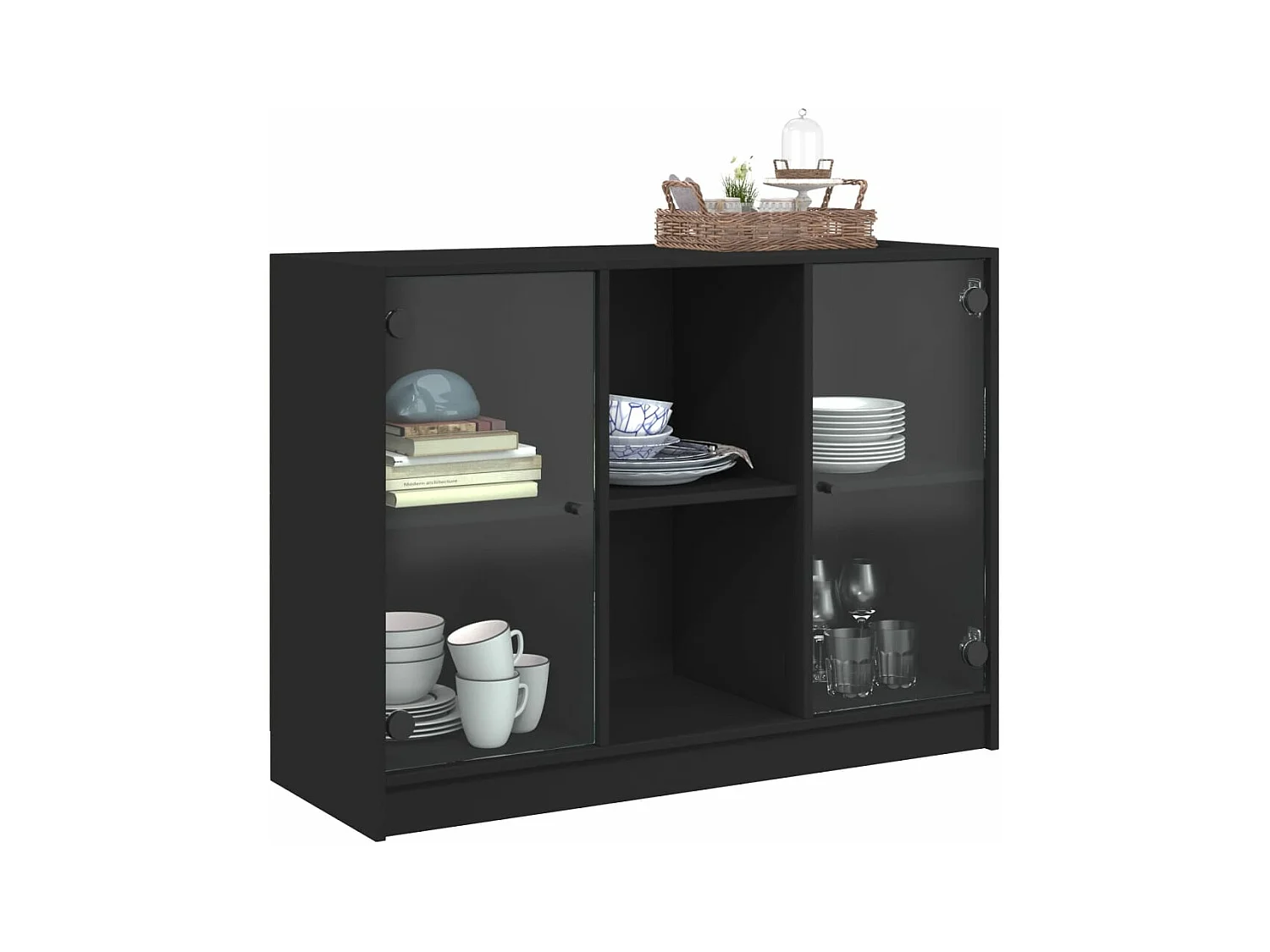 Buffet noir 102x37x75,5 bois d'ingénierie