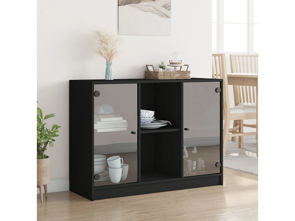 Buffet noir 102x37x75,5 bois d'ingénierie