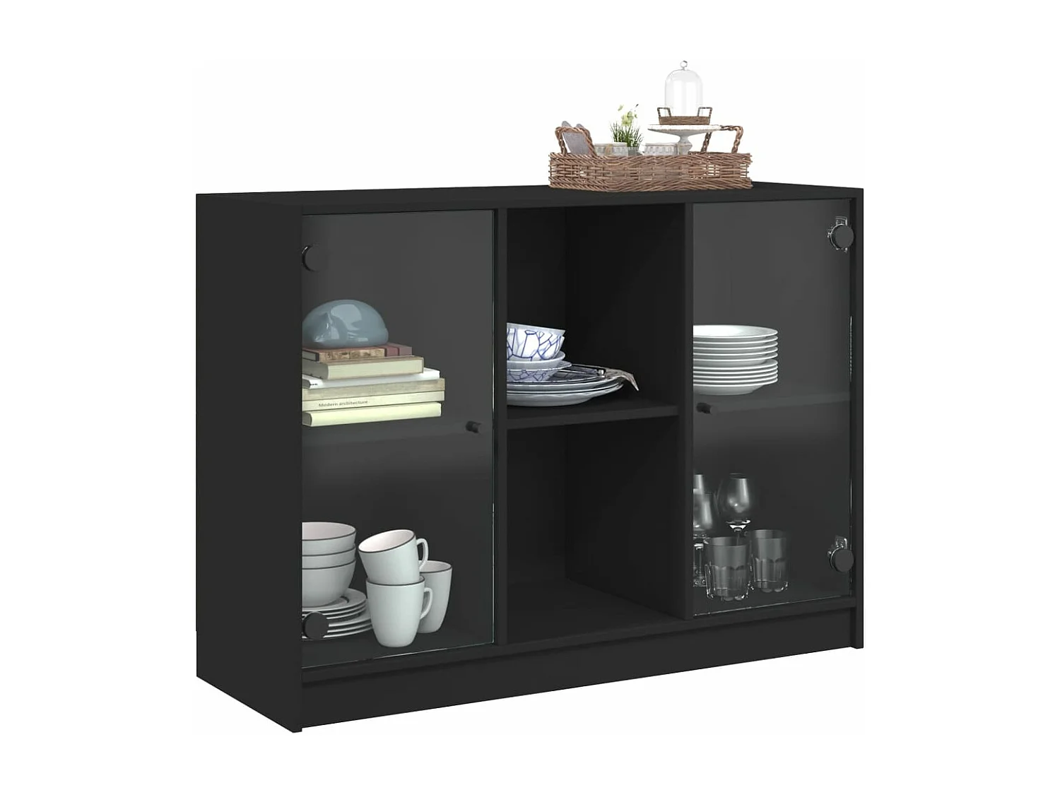 Buffet noir 102x37x75,5 bois d'ingénierie