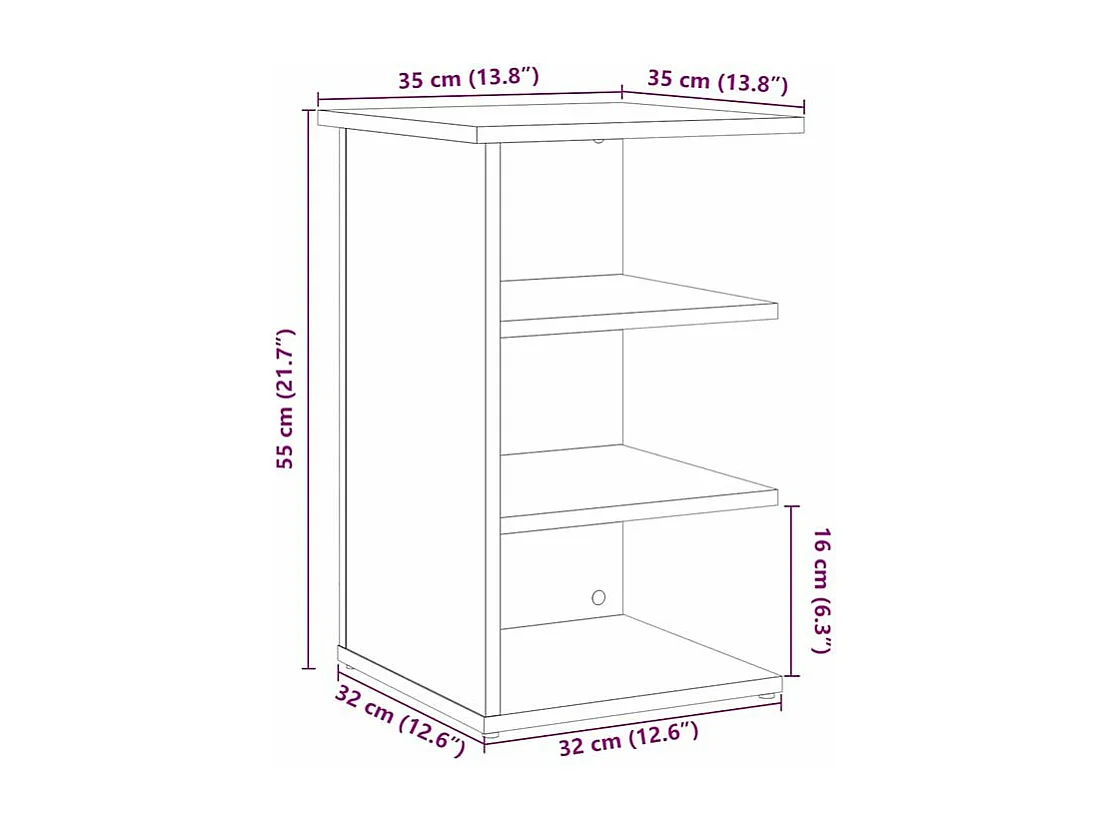 Buffet chêne artisanal 35x35x55 bois d'ingénierie
