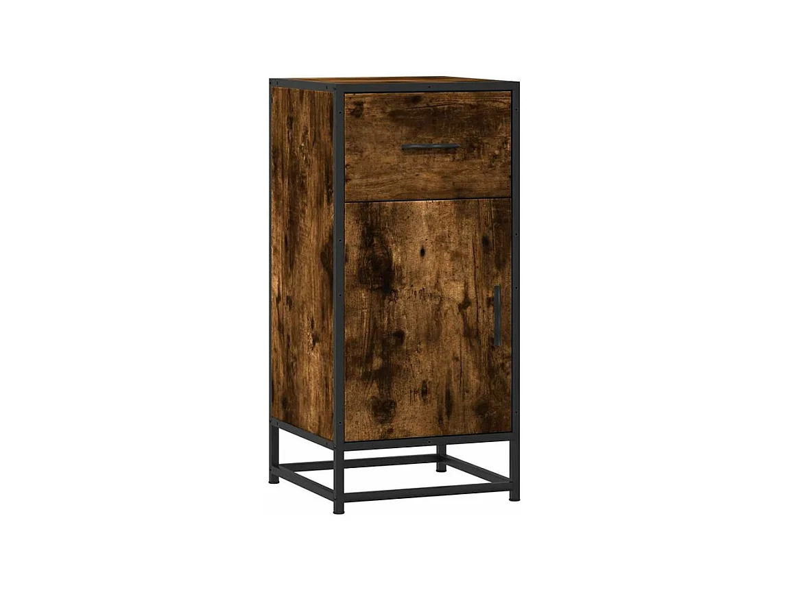 Buffet chêne fumé 35,5x35x76 bois d'ingénierie et métal